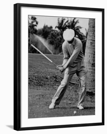 Golfer Ben Hogan, Demonstrating His Golf Drive-J^ R^ Eyerman-Framed Premium Photographic Print