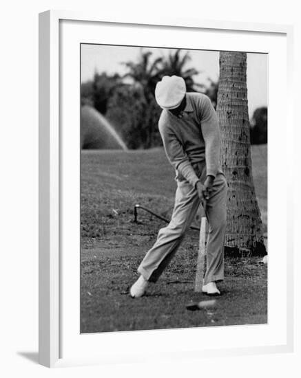 Golfer Ben Hogan, Demonstrating His Golf Drive-J^ R^ Eyerman-Framed Premium Photographic Print