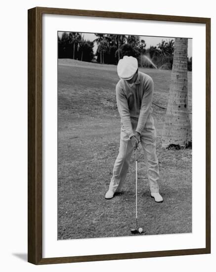 Golfer Ben Hogan, Demonstrating His Golf Drive-J^ R^ Eyerman-Framed Premium Photographic Print