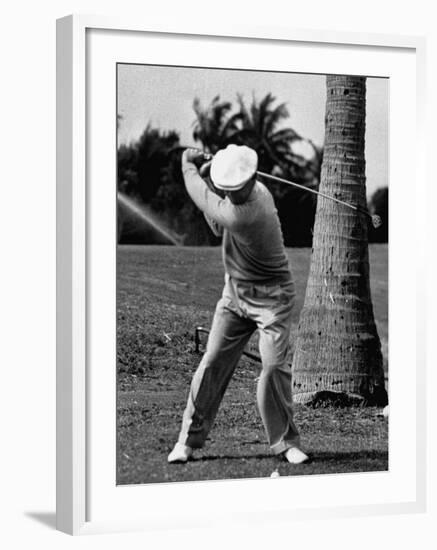 Golfer Ben Hogan, Demonstrating His Golf Drive-J^ R^ Eyerman-Framed Premium Photographic Print