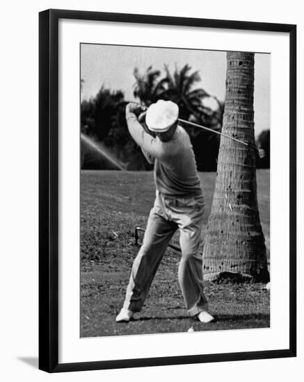 Golfer Ben Hogan, Demonstrating His Golf Drive-J^ R^ Eyerman-Framed Premium Photographic Print