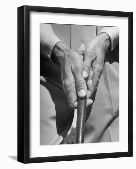 Golfer Ben Hogan Demonstrating Reverse Overlapping Putting Grip-null-Framed Photographic Print