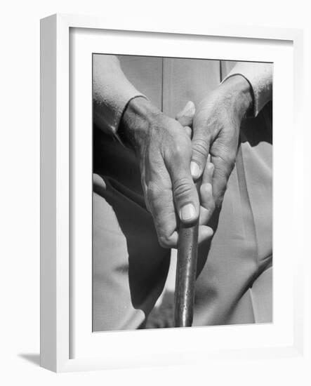 Golfer Ben Hogan Demonstrating Reverse Overlapping Putting Grip-null-Framed Photographic Print