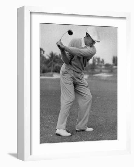 Golfer Ben Hogan, Dropping His Club at Top of Backswing-J^ R^ Eyerman-Framed Premium Photographic Print