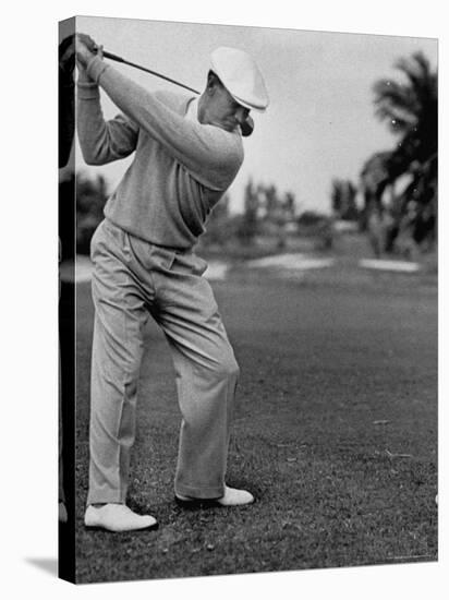 Golfer Ben Hogan, Keeping His Shoulders Level at Top of Swing-J^ R^ Eyerman-Stretched Canvas