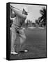 Golfer Ben Hogan, Keeping His Shoulders Level at Top of Swing-J^ R^ Eyerman-Framed Stretched Canvas