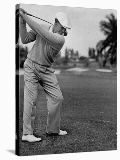 Golfer Ben Hogan, Keeping His Shoulders Level at Top of Swing-J^ R^ Eyerman-Stretched Canvas