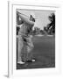 Golfer Ben Hogan, Keeping His Shoulders Level at Top of Swing-J^ R^ Eyerman-Framed Premium Photographic Print