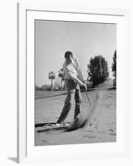 Golfer Ben Hogan Playing Golf in Sandtrap-Martha Holmes-Framed Premium Photographic Print