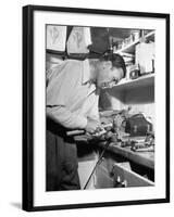 Golfer Ben Hogan Working on Golf Club in Workshop-Martha Holmes-Framed Premium Photographic Print