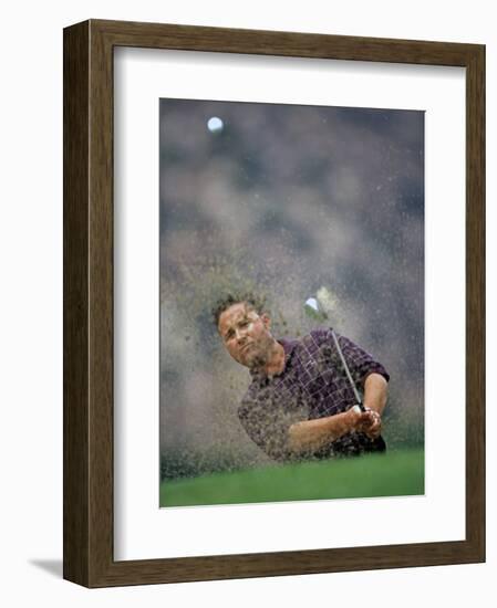 Golfer Blasting a Shot Out of a Sand Trap, San Diego, California, USA-Chris Trotman-Framed Photographic Print