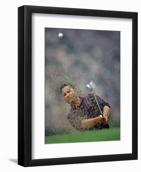 Golfer Blasting a Shot Out of a Sand Trap, San Diego, California, USA-Chris Trotman-Framed Photographic Print