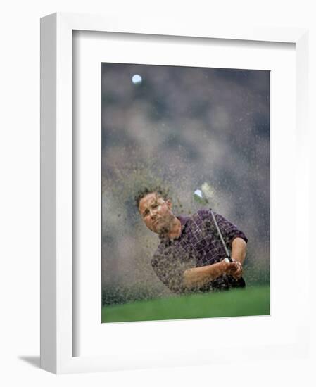 Golfer Blasting a Shot Out of a Sand Trap, San Diego, California, USA-Chris Trotman-Framed Photographic Print