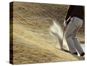 Golfer Blasting Out of Sand Trap-null-Stretched Canvas