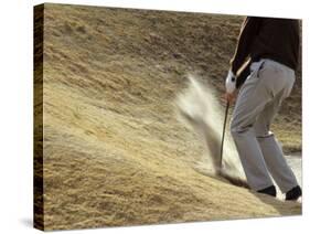 Golfer Blasting Out of Sand Trap-null-Stretched Canvas