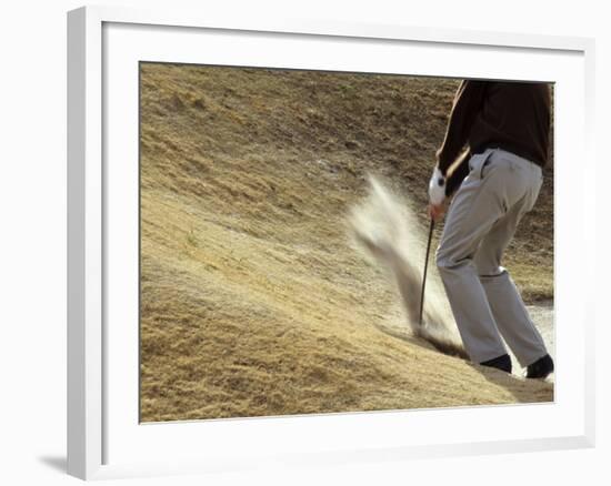 Golfer Blasting Out of Sand Trap-null-Framed Photographic Print