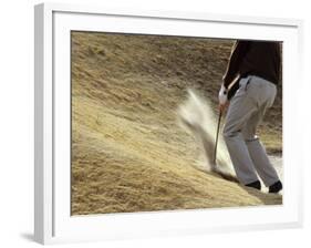Golfer Blasting Out of Sand Trap-null-Framed Photographic Print