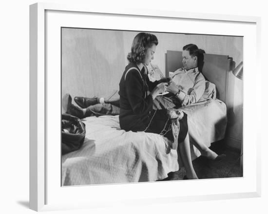 Golfer Byron Nelson and His Wife Relaxing in their Hotel Room-null-Framed Premium Photographic Print