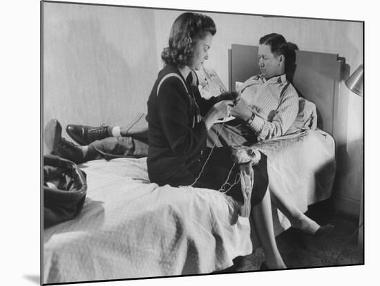 Golfer Byron Nelson and His Wife Relaxing in their Hotel Room-null-Mounted Premium Photographic Print