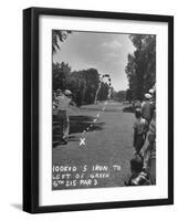 Golfer Byron Nelson Making a Hooked Shot to Left of the 16th Green-null-Framed Photographic Print