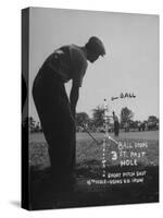 Golfer Byron Nelson Pitching His Shot onto the Green on 16th Hole, Going Three Feet Past the Hole-null-Stretched Canvas