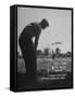 Golfer Byron Nelson Pitching His Shot onto the Green on 16th Hole, Going Three Feet Past the Hole-null-Framed Stretched Canvas