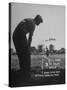 Golfer Byron Nelson Pitching His Shot onto the Green on 16th Hole, Going Three Feet Past the Hole-null-Stretched Canvas