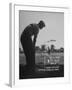 Golfer Byron Nelson Pitching His Shot onto the Green on 16th Hole, Going Three Feet Past the Hole-null-Framed Photographic Print