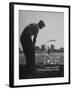 Golfer Byron Nelson Pitching His Shot onto the Green on 16th Hole, Going Three Feet Past the Hole-null-Framed Photographic Print