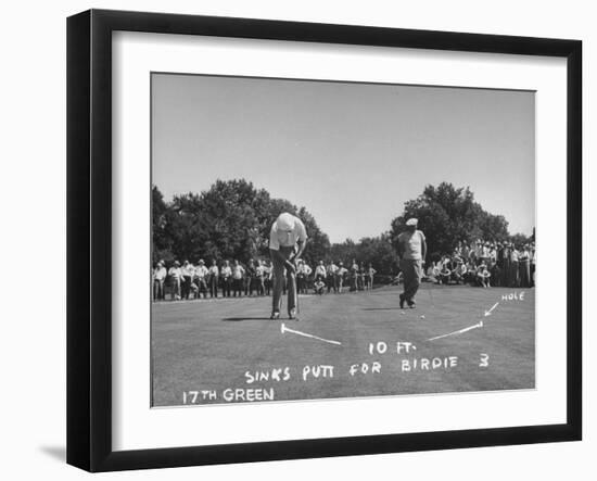 Golfer Byron Nelson Putting for a Birdie on 17th Green-null-Framed Photographic Print