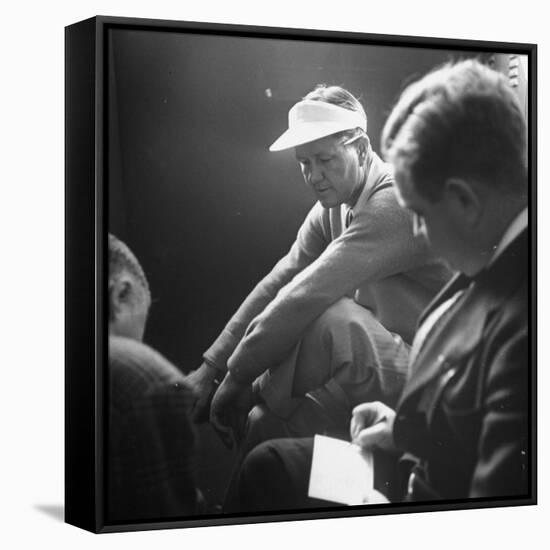 Golfer Byron Nelson Talking to Sportswriters in the Locker Room-Gabriel Benzur-Framed Stretched Canvas