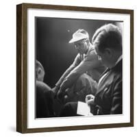 Golfer Byron Nelson Talking to Sportswriters in the Locker Room-Gabriel Benzur-Framed Premium Photographic Print