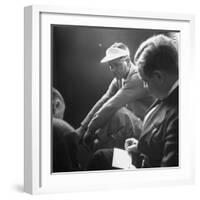 Golfer Byron Nelson Talking to Sportswriters in the Locker Room-Gabriel Benzur-Framed Premium Photographic Print