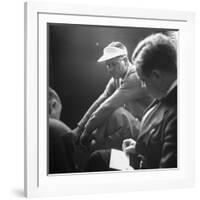 Golfer Byron Nelson Talking to Sportswriters in the Locker Room-Gabriel Benzur-Framed Premium Photographic Print