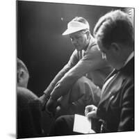Golfer Byron Nelson Talking to Sportswriters in the Locker Room-Gabriel Benzur-Mounted Premium Photographic Print