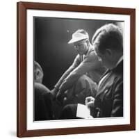 Golfer Byron Nelson Talking to Sportswriters in the Locker Room-Gabriel Benzur-Framed Premium Photographic Print