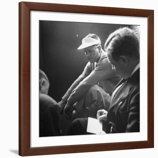 Golfer Byron Nelson Talking to Sportswriters in the Locker Room-Gabriel Benzur-Framed Premium Photographic Print