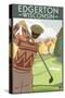 Golfer - Edgerton, Wisconsin-Lantern Press-Stretched Canvas