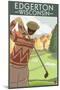 Golfer - Edgerton, Wisconsin-Lantern Press-Mounted Art Print