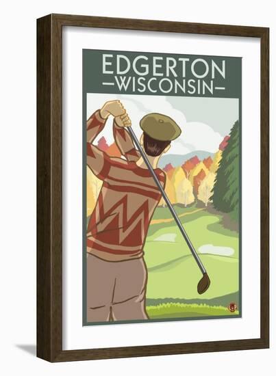 Golfer - Edgerton, Wisconsin-Lantern Press-Framed Art Print