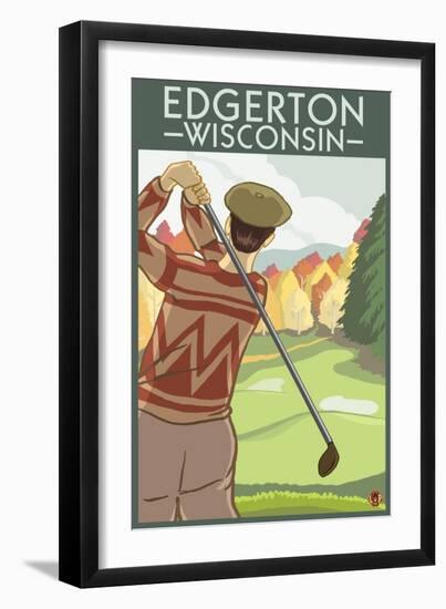 Golfer - Edgerton, Wisconsin-Lantern Press-Framed Art Print