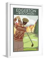 Golfer - Edgerton, Wisconsin-Lantern Press-Framed Art Print