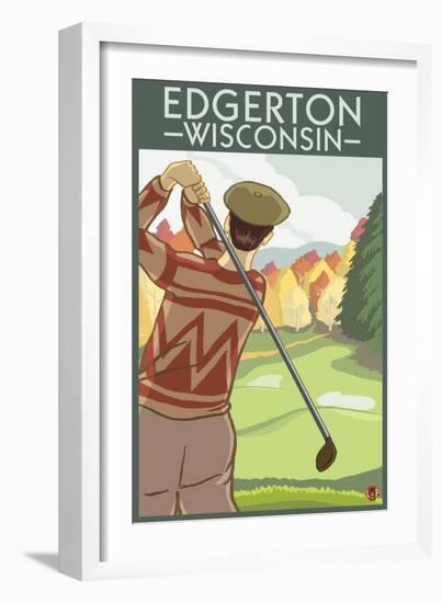 Golfer - Edgerton, Wisconsin-Lantern Press-Framed Art Print