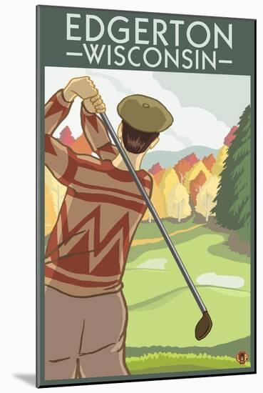 Golfer - Edgerton, Wisconsin-Lantern Press-Mounted Art Print