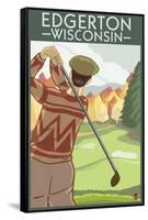 Golfer - Edgerton, Wisconsin-Lantern Press-Framed Stretched Canvas