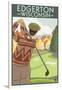 Golfer - Edgerton, Wisconsin-Lantern Press-Framed Art Print