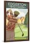 Golfer - Edgerton, Wisconsin-Lantern Press-Framed Art Print