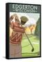 Golfer - Edgerton, Wisconsin-Lantern Press-Framed Stretched Canvas