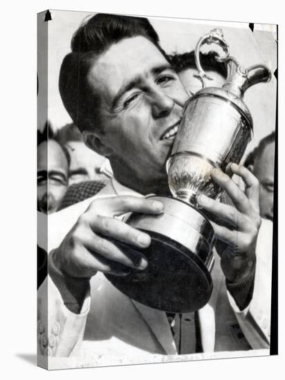 Golfer Gary Player Celebrates Winning the Open Golf Championship by Kissing Trophy-null-Stretched Canvas