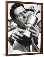 Golfer Gary Player Celebrates Winning the Open Golf Championship by Kissing Trophy-null-Framed Photographic Print